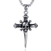 Gothic Stainless Steel Skull Cross Pendant and Chain Necklace