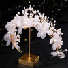 Handmade Flower and Crystal Tiara & Earrings Pearls Wedding Jewelry Set-Jewelry Sets-Innovato Design-Innovato Design