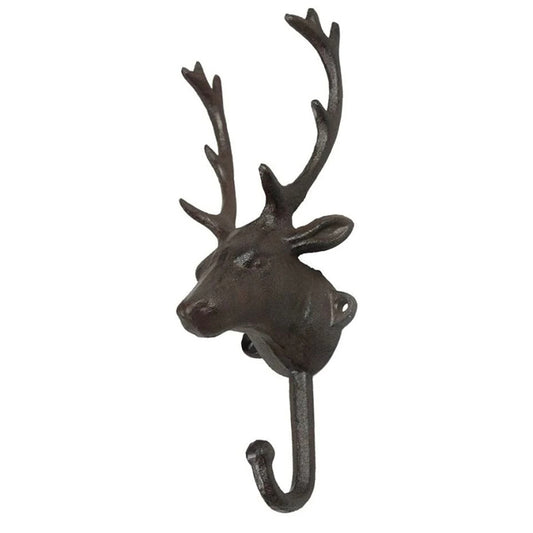 Decorative Deer Head Wall Mount Rack Stylish Cast Iron Hanger Hook