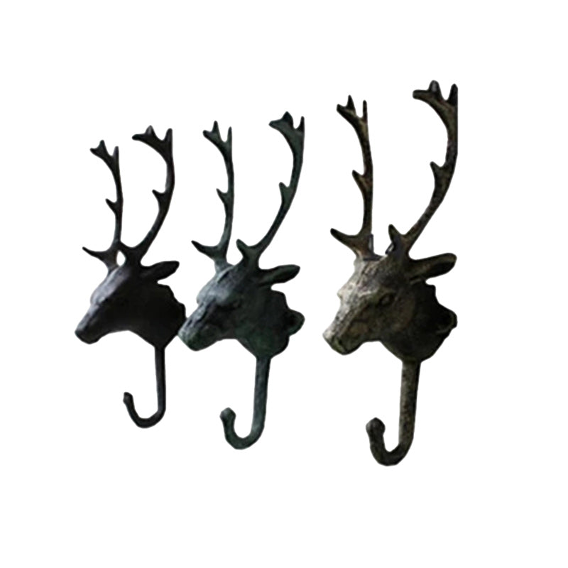 Decorative Deer Head Wall Mount Rack Stylish Cast Iron Hanger Hook-Home & Garden-Innovato Design-Brown-Innovato Design