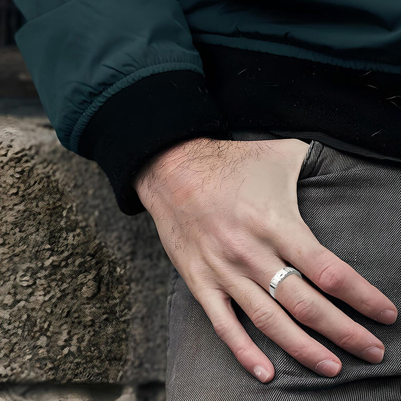 6MM Men's DAD Handmade 925 Sterling Silver Ring Engraved I Love You-Rings-Innovato Design-6-Innovato Design