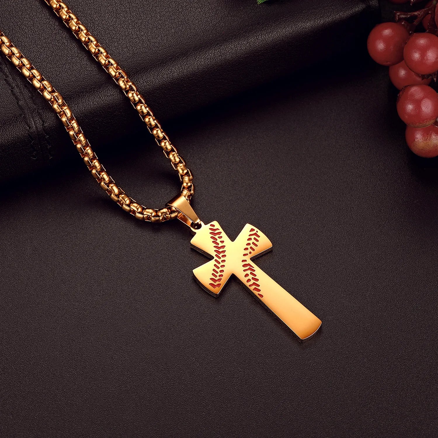 Stainless Steel Cross Pendant Philippians 4:13 and Chain Necklace-Necklaces-Innovato Design-Gold-Innovato Design