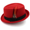 Trilby Fedora Hat with Multicolored Feather on Black Hatband-Hats-Innovato Design-Red-Innovato Design