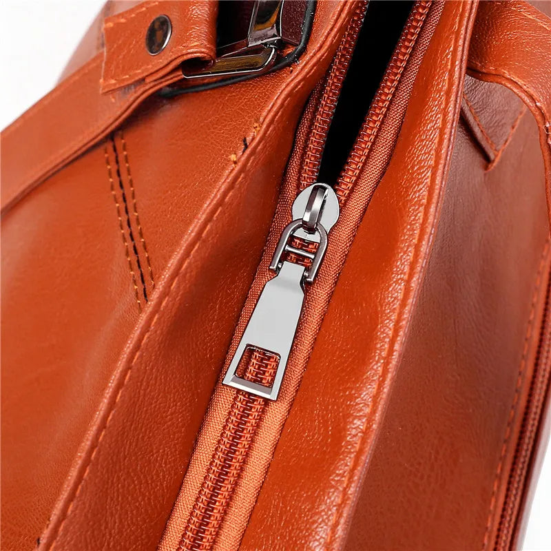 Soft Leather Shoulder Bag, Crossbody Bag and Handbag Set-Handbags-Innovato Design-Brown-Innovato Design