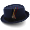 Trilby Fedora Hat with Multicolored Feather on Black Hatband-Hats-Innovato Design-Blue-Innovato Design