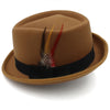 Trilby Fedora Hat with Multicolored Feather on Black Hatband-Hats-Innovato Design-Khaki-Innovato Design