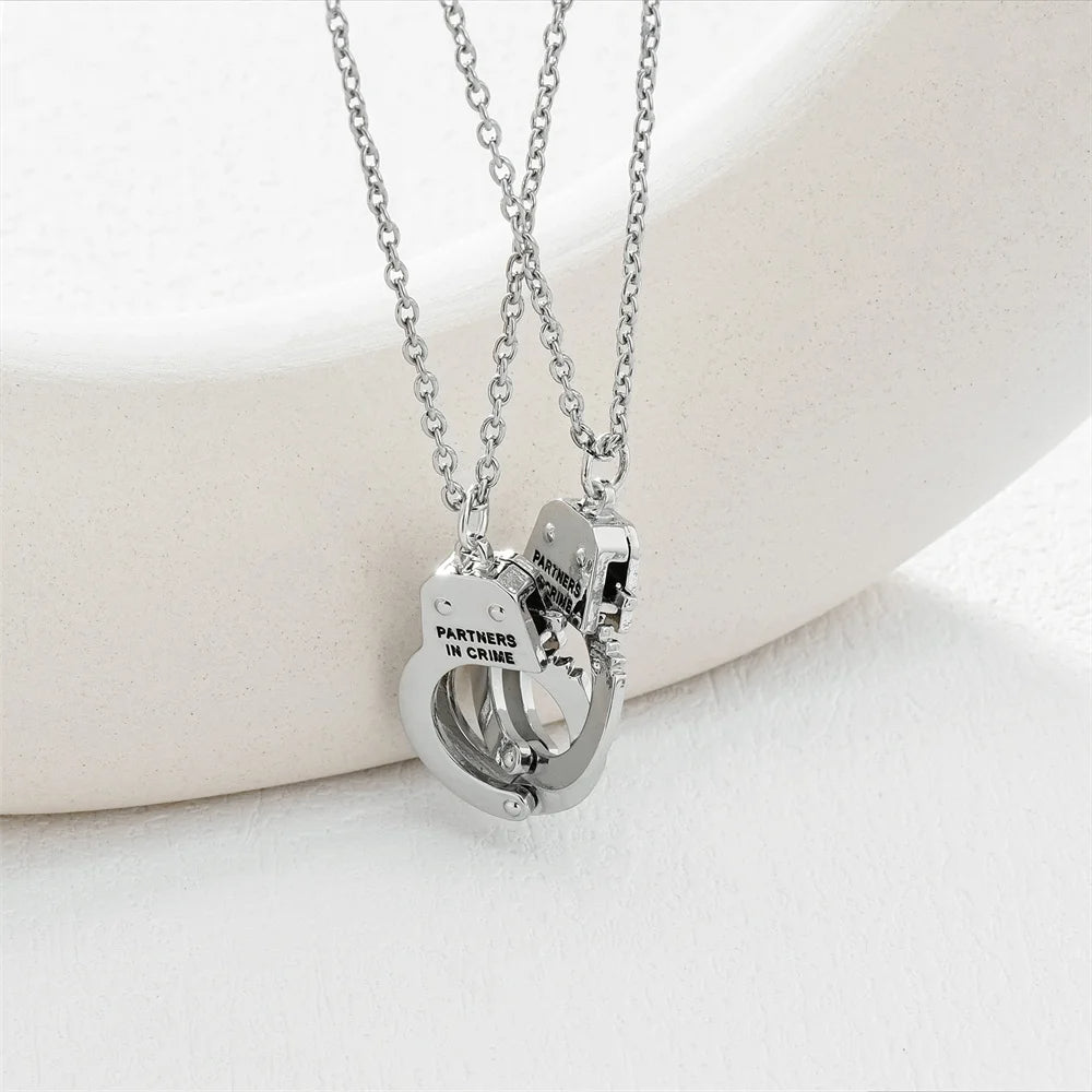 Partners in Crime Handcuff Handcuff Best Friends Forever Matching Necklace Set-Necklaces-Innovato Design-Innovato Design