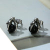 Stainless Steel Stud Earrings CZ Silver Tone Black Red Blue Dragon Claw
