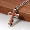 Wood Inlay Christian Classic Cross Pendant Necklace-Necklaces-Innovato Design-Innovato Design
