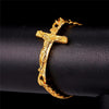 Men Cuban Link Chain Crucifix Jesus Cross Bracelet-Bracelets-Innovato Design-Gold-Innovato Design