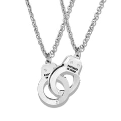 Partners in Crime Handcuff Handcuff  Best Friends Forever Matching Necklace Set