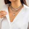 Multilayer Necklace Collar Heart Choker Ball Chain Set