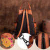 Luxury Floral Genuine Leather Backpack with Large Capacity-Canvas and Leather Backpack-Innovato Design-Brown-Innovato Design