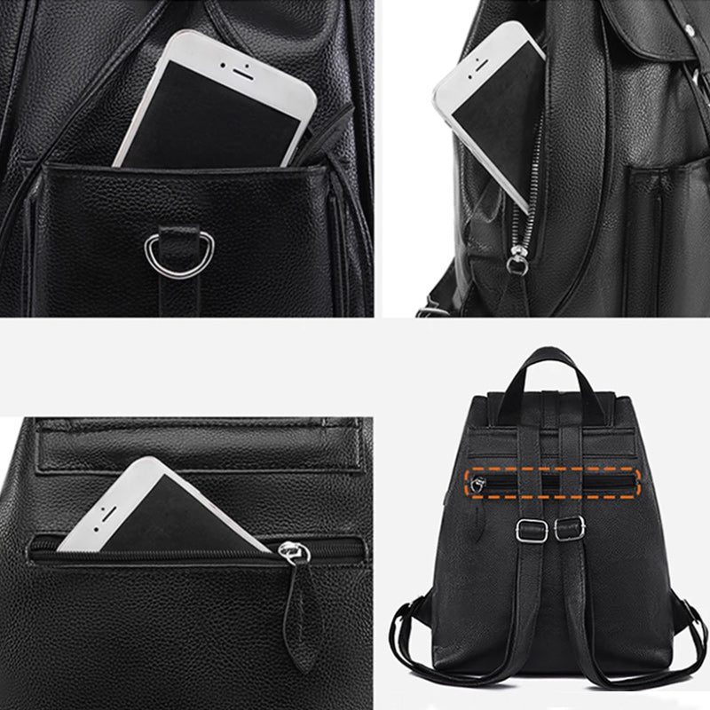 Large Capacity Vintage Leather School Bag, Shoulder Bag and Travel Backpack-Backpacks-Innovato Design-Orange-Innovato Design