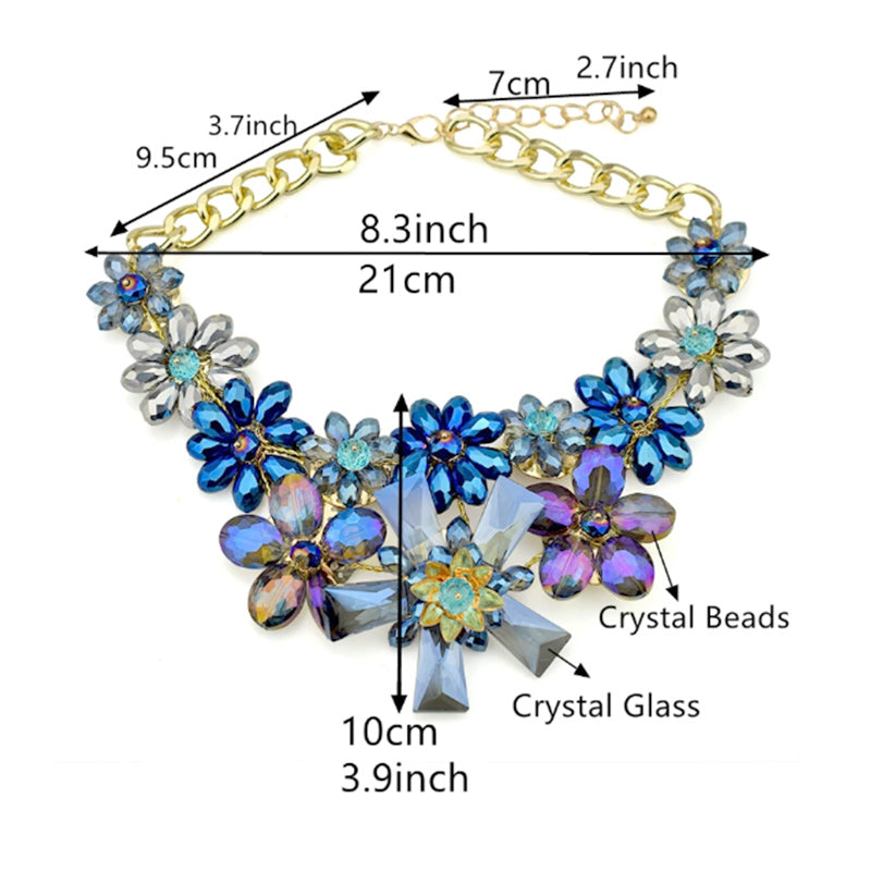 Fashion Charm Colorful Rhinestones Crystal Stone Flower Statement Bib Necklace-Necklaces-Innovato Design-Innovato Design