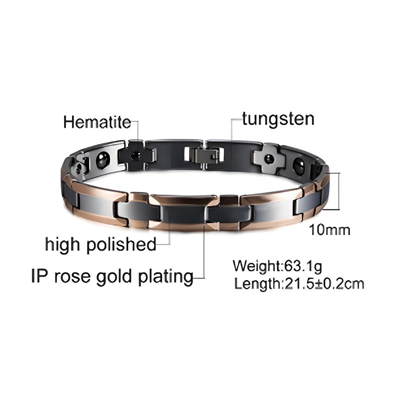Men Tungsten Black Rose Gold Hematite Magnetic Bracelet-Bracelets-Innovato Design-Innovato Design