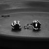Men Cubic Zirconia Stainless Steel Gothic Dragon Claw Stud Earrings, Black Silver