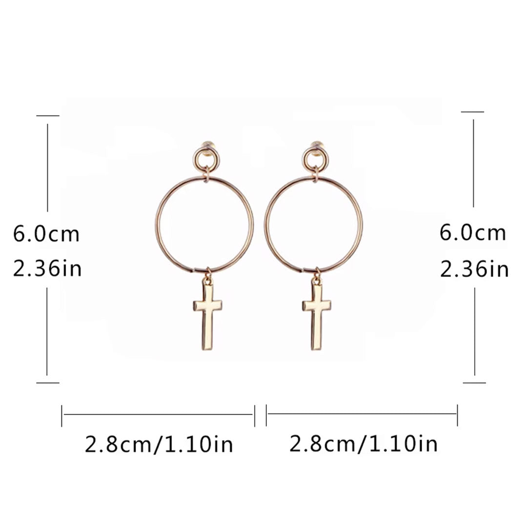 Catholic Vision Rose Gold Cross Hoop Earrings