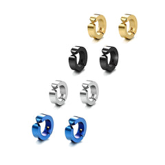 Stainless Steel Set Clip On Earrings for Men Women Hoop Huggie Earrings Non Piercing-Earrings-Innovato Design-4 Pairs-Innovato Design