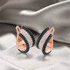 925 Sterling Silver Rose Gold & Black Cross Hoop Earrings with Zirconia-Earrings-Innovato Design-Innovato Design
