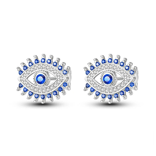 Women 925 Sterling Silver Blue Eye Stud CZ Earrings-Earrings-Innovato Design-Innovato Design
