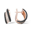 925 Sterling Silver Rose Gold & Black Cross Hoop Earrings with Zirconia-Earrings-Innovato Design-Innovato Design