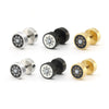 6 Pcs Black Gold Silver Earplug Stainless Steel CZ Stud Earrings Set