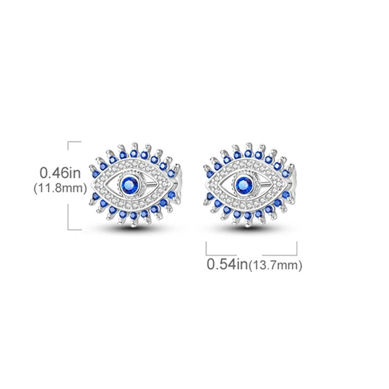 Women 925 Sterling Silver Blue Eye Stud CZ Earrings-Earrings-Innovato Design-Innovato Design
