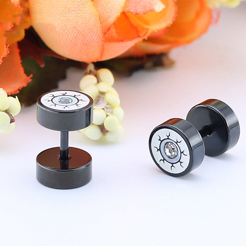 6 Pcs Black Gold Silver Earplug Stainless Steel CZ Stud Earrings Set-Earrings-Innovato Design-Innovato Design