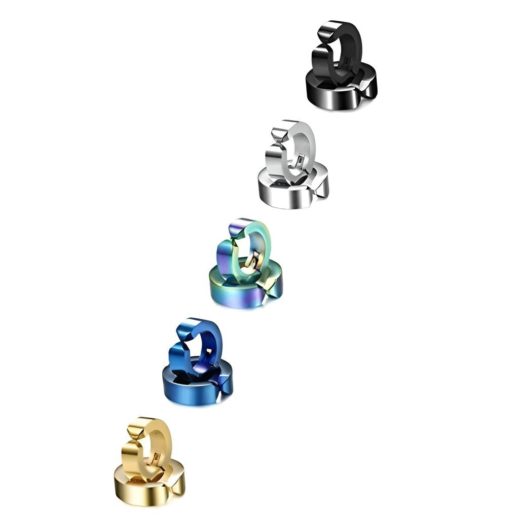 Stainless Steel Set Clip On Earrings for Men Women Hoop Huggie Earrings Non Piercing-Earrings-Innovato Design-4 Pairs-Innovato Design