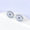 Women 925 Sterling Silver Blue Eye Stud CZ Earrings