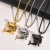 Stainless Steel Box Chain Shark Rock Punk Pendant Necklace