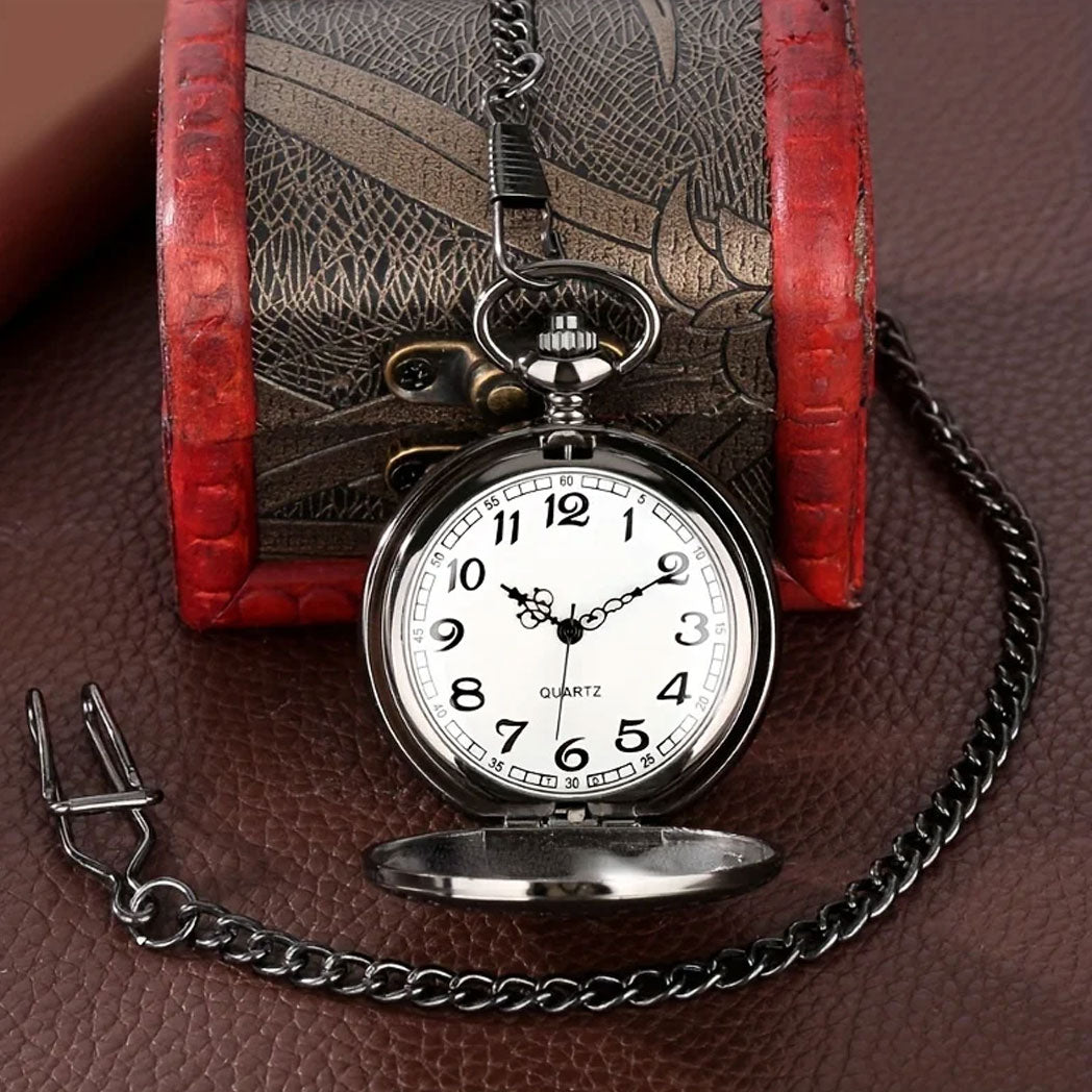 "To My Son Love Mom" Quartz Necklace Chain Pendant Pocket Watch