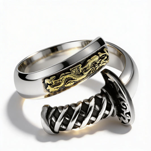 Signet Knife, Saber or Warrior Weapon 925 Sterling Silver Adjustable Biker Ring