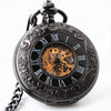 Floral Steel Quartz Mechanical Pocket Watch with Fob Chain