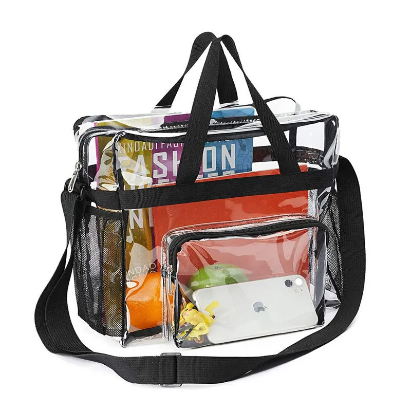 Large Transparent PVC Casual Travel Shoulder Handbag Luggage Portable Bag-clear backpack-Innovato Design-Gray-Innovato Design