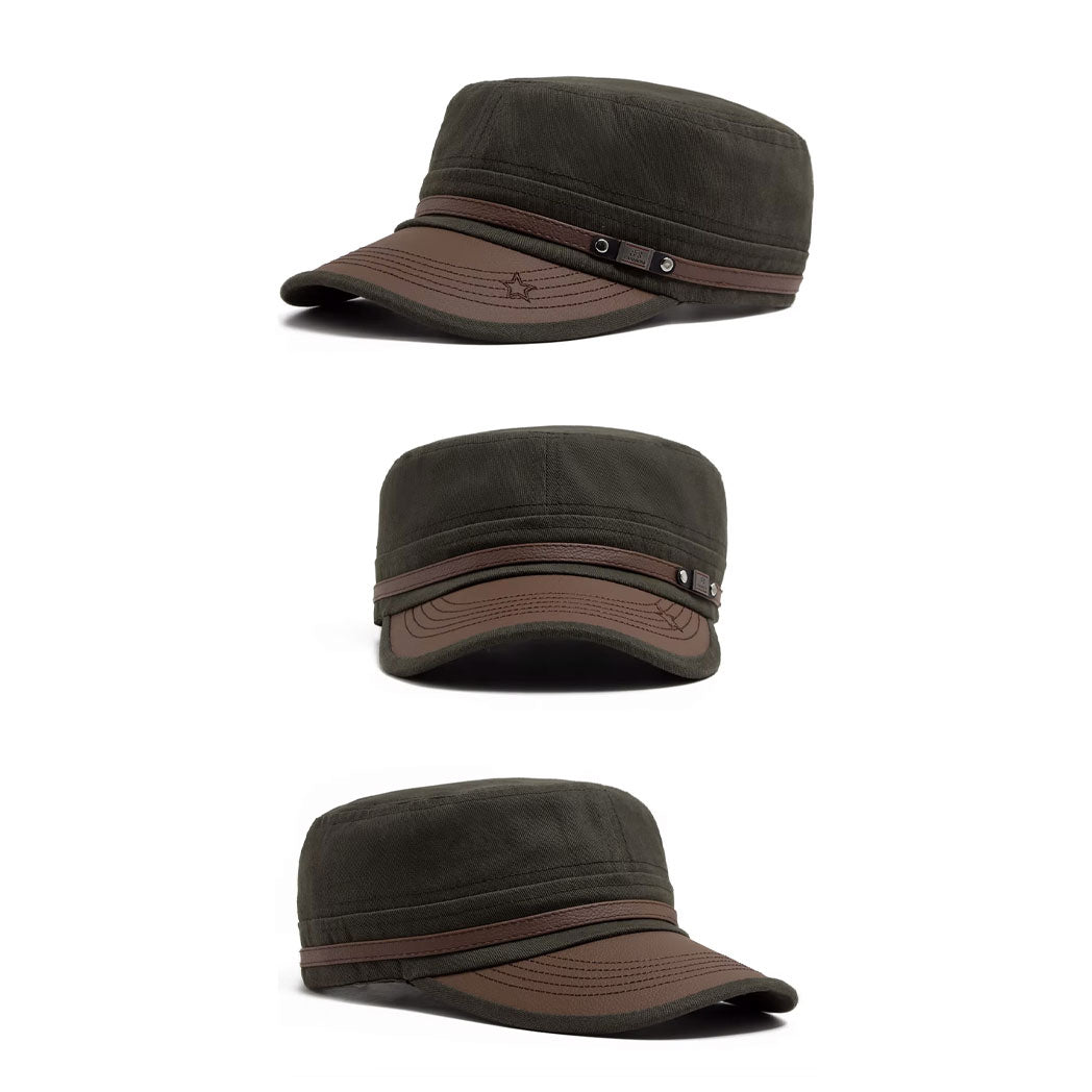 Buckled Cotton Flat Top Snapback Army Military Hat