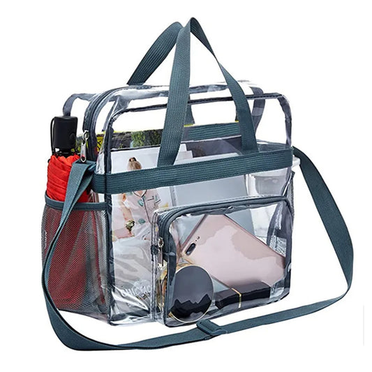 Large Transparent PVC Casual Travel Shoulder Handbag Luggage Portable Bag-clear backpack-Innovato Design-Gray-Innovato Design