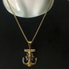 Men's Stainless Steel Pendant Necklace Gold Anchor Nautical Steering Wheel Jesus Cross