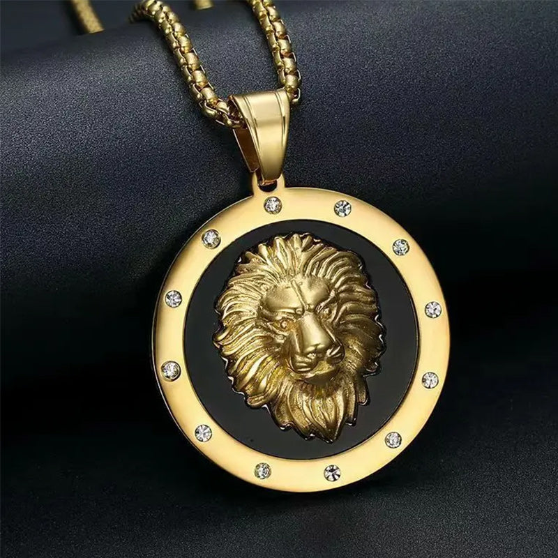 Lion Necklace Circle with Chain-Necklaces-Innovato Design-Silver-Innovato Design