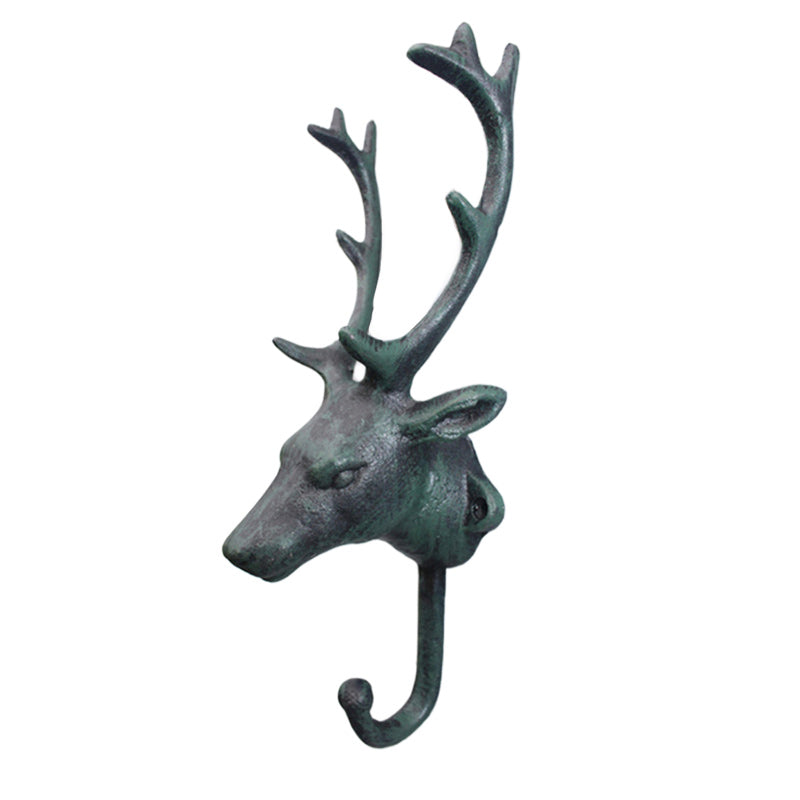 Decorative Deer Head Wall Mount Rack Stylish Cast Iron Hanger Hook-Home & Garden-Innovato Design-Green-Innovato Design