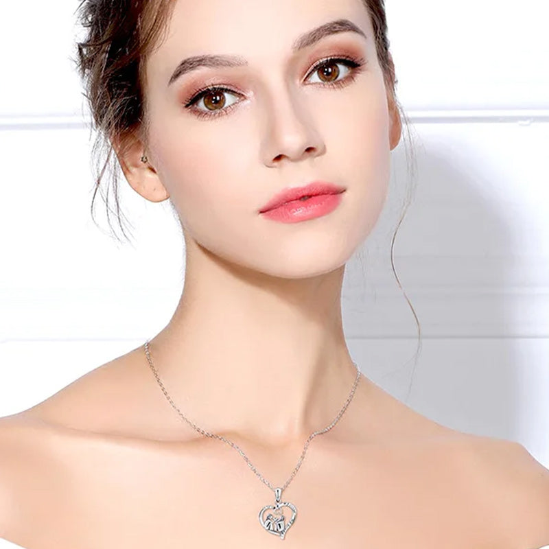 Sterling Silver Always My Sister Forever My Friend Love Heart Pendant Necklace, 18"-Necklaces-Innovato Design-Innovato Design