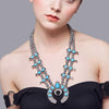 Silver Stone Bead Squash Blossom Necklace