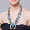 Silver Stone Bead Squash Blossom Necklace