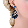 Cubic Zirconia Crystal Vintage Style Teardrop Dangle Chandelier Earrings-Earrings-Innovato Design-Black-Innovato Design
