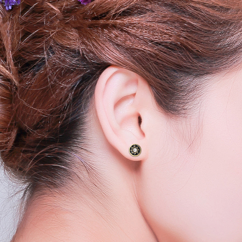 6 Pcs Black Gold Silver Earplug Stainless Steel CZ Stud Earrings Set-Earrings-Innovato Design-Innovato Design