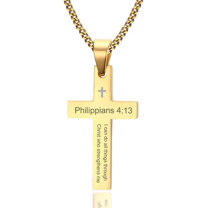 Stainless Steel Cross Necklace for Men Women Bible Verse Pendant Necklace-Necklaces-Innovato Design-Gold-Innovato Design