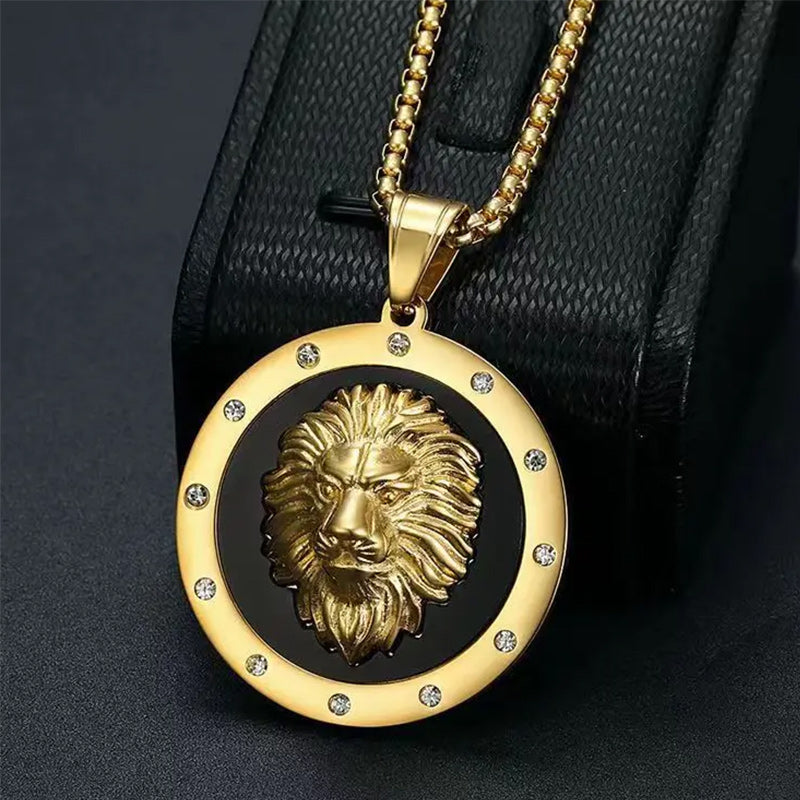 Lion Necklace Circle with Chain-Necklaces-Innovato Design-Silver-Innovato Design