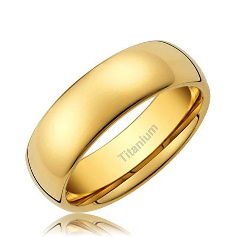 8MM Men's Titanium Ring Classic Wedding Band Gold-Plated with Polished Finish-Rings-Innovato Design-7-Innovato Design