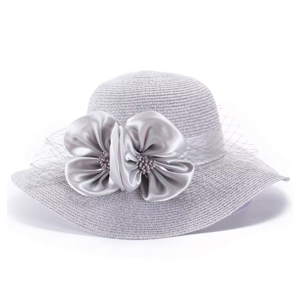 Floppy Wide Brim Linen Sun Hat with Bow